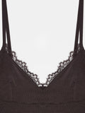 21191 Dilvin Dantelli Top-Koyu Kahve