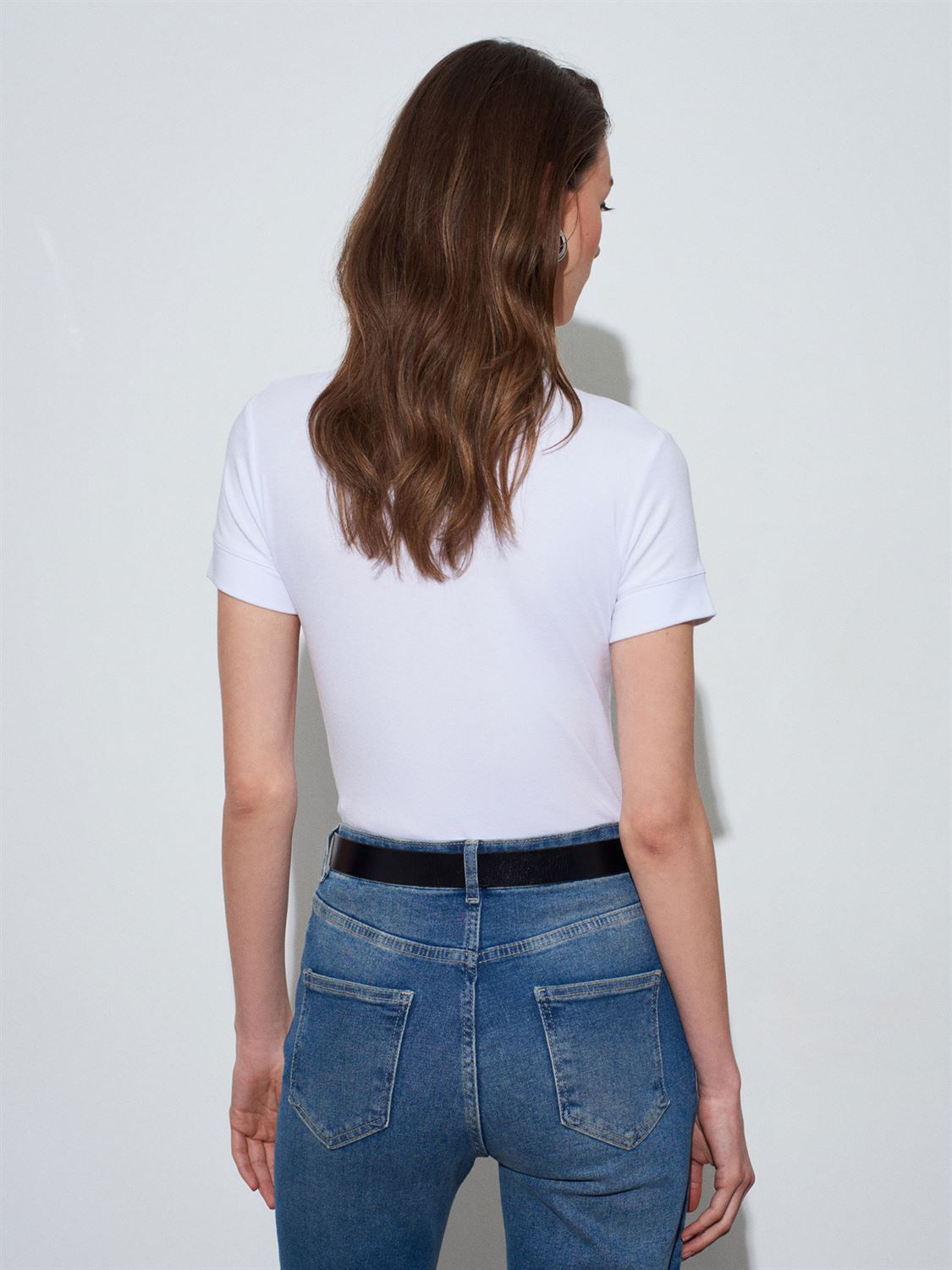 32637 Bisiklet Yaka T-Shirt-Beyaz