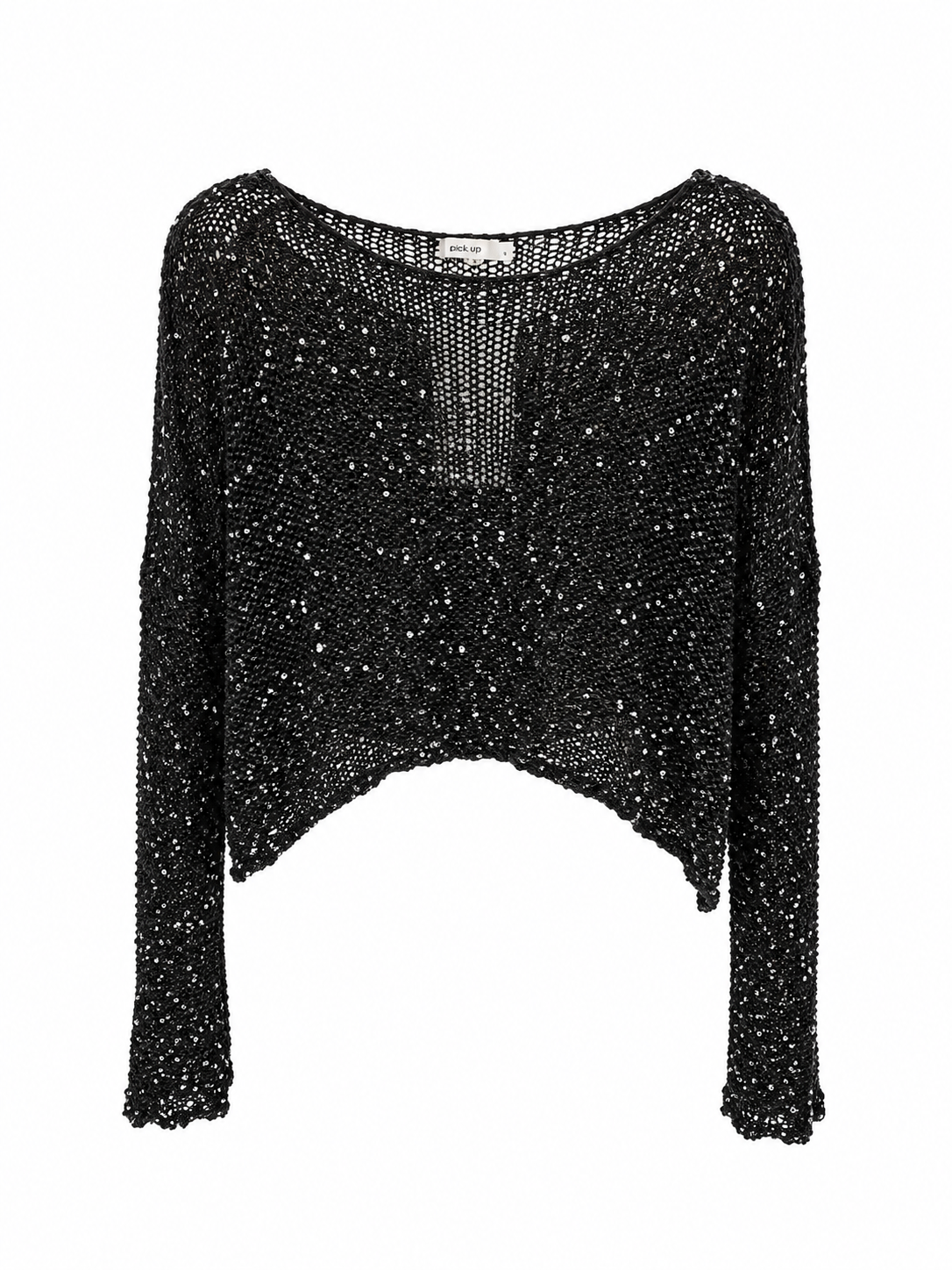 Pullu Beach Crop Triko Siyah