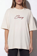 Baskı Nakış Detaylı T-shirt Ekru