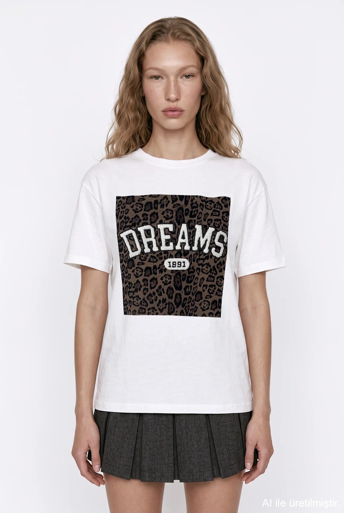 Leopar Baskı Detay Tshirt