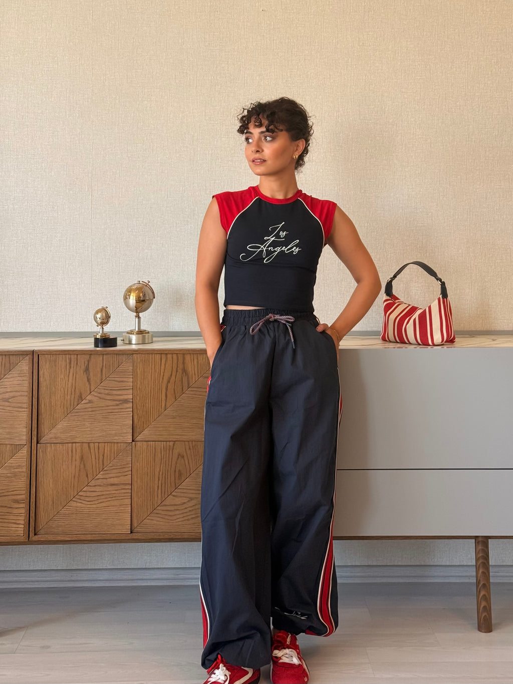 Nakış Crop T-shirt Pantolon Takım