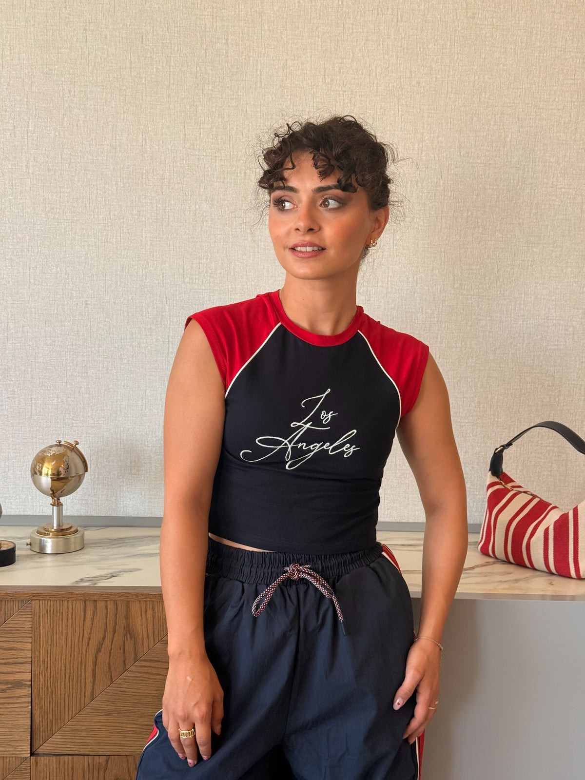 Nakış Crop T-shirt Pantolon Takım