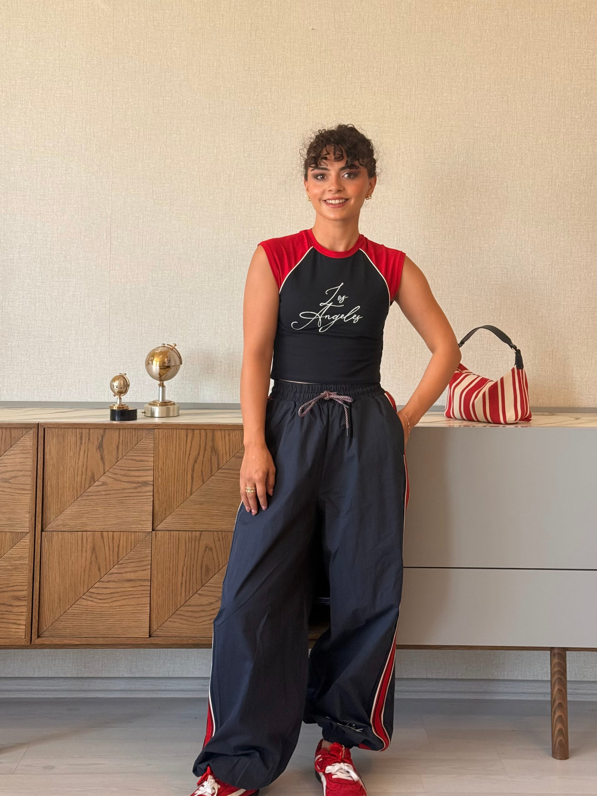 Nakış Crop T-shirt Pantolon Takım