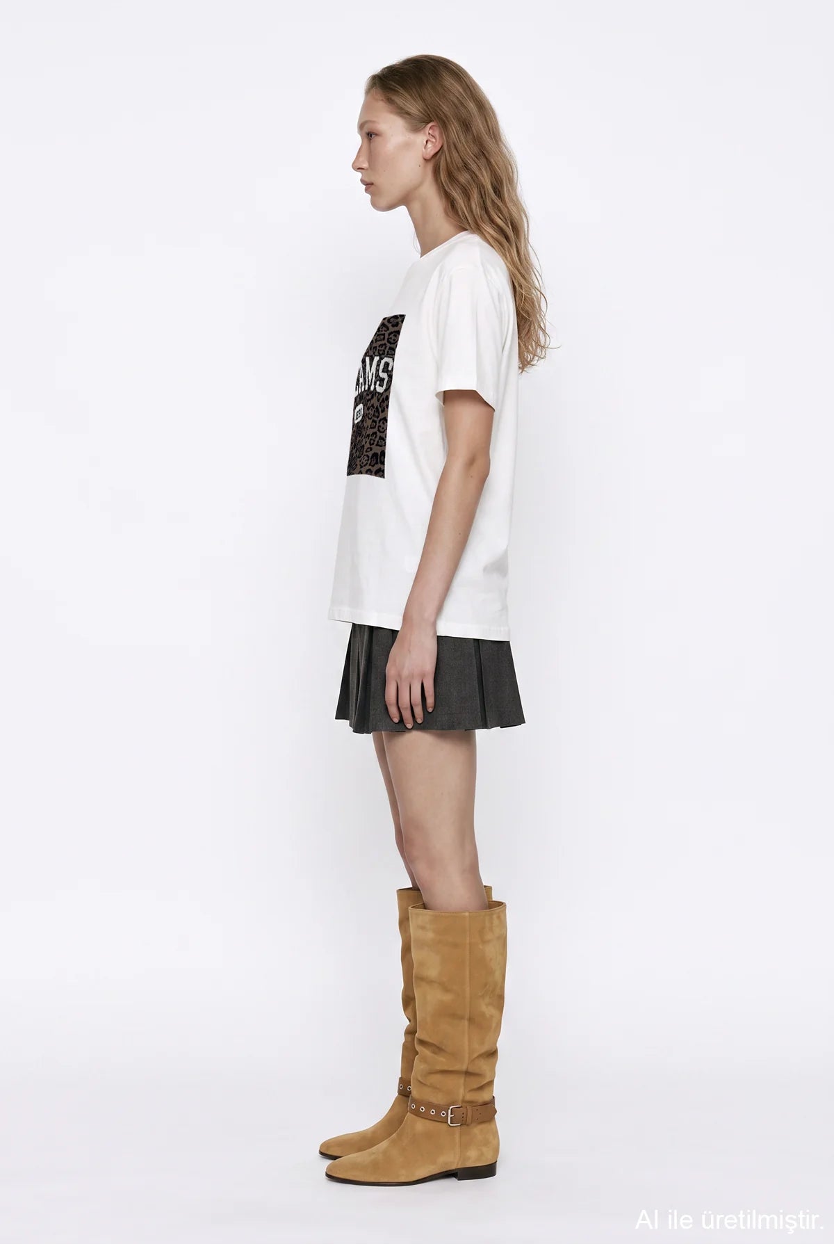 Leopar Baskı Detay Tshirt