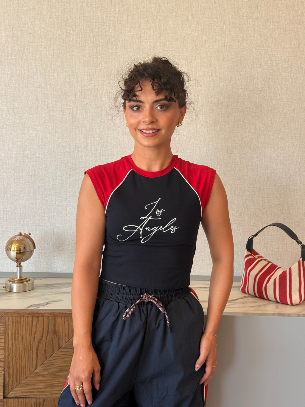 Nakış Crop T-shirt Pantolon Takım