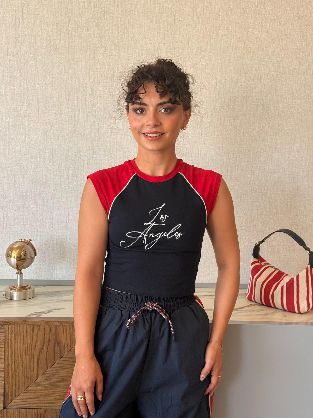 Nakış Crop T-shirt Pantolon Takım