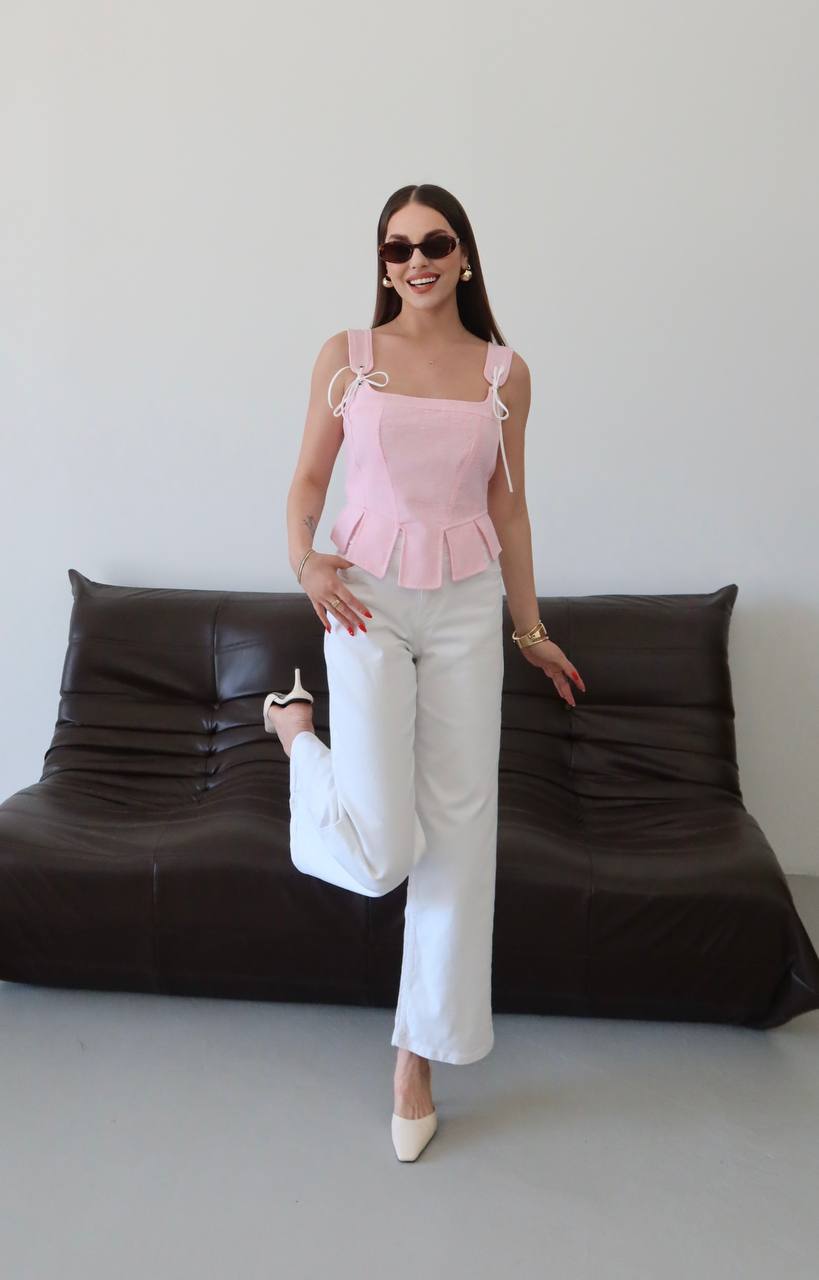 Pembe İp Detaylı Korse