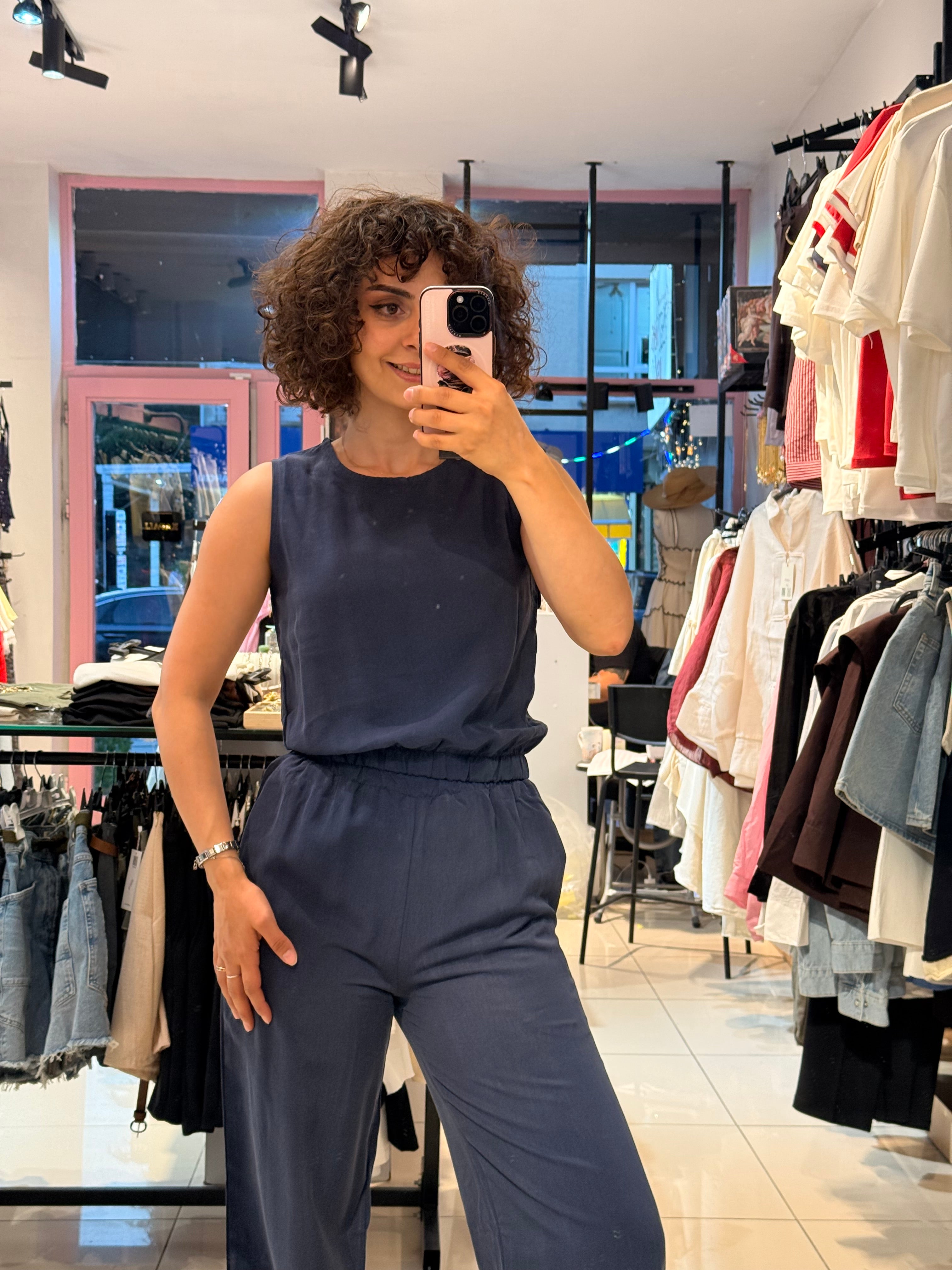 Kolsuz Bluz Tensel Takım Lacivert
