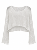 Pullu Beach Crop Triko Beyaz