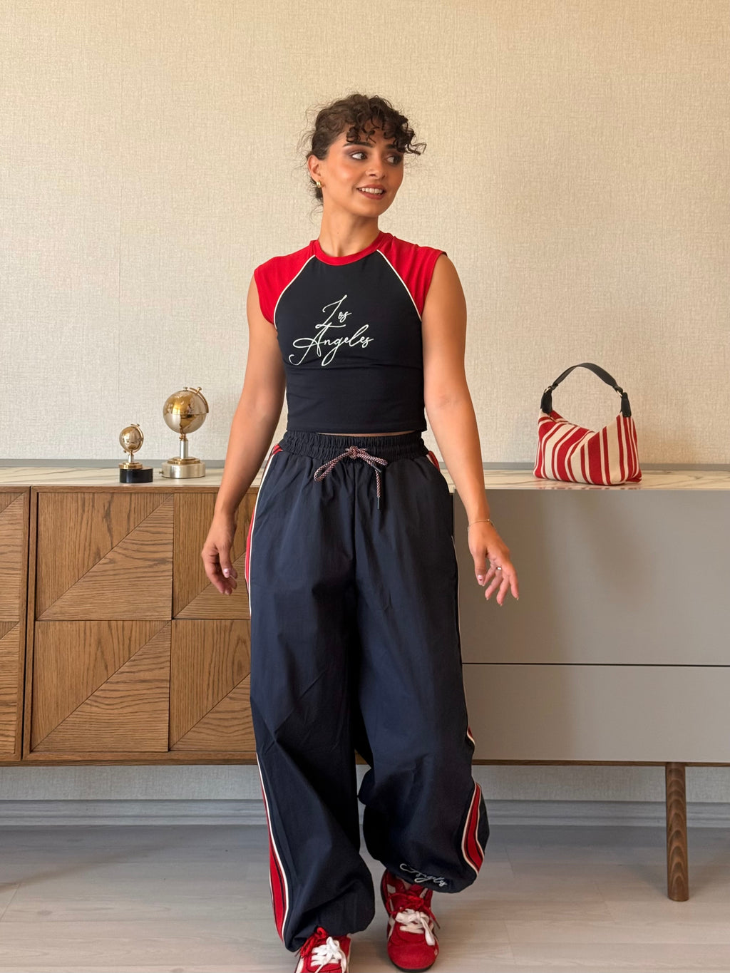 Nakış Crop T-shirt Pantolon Takım