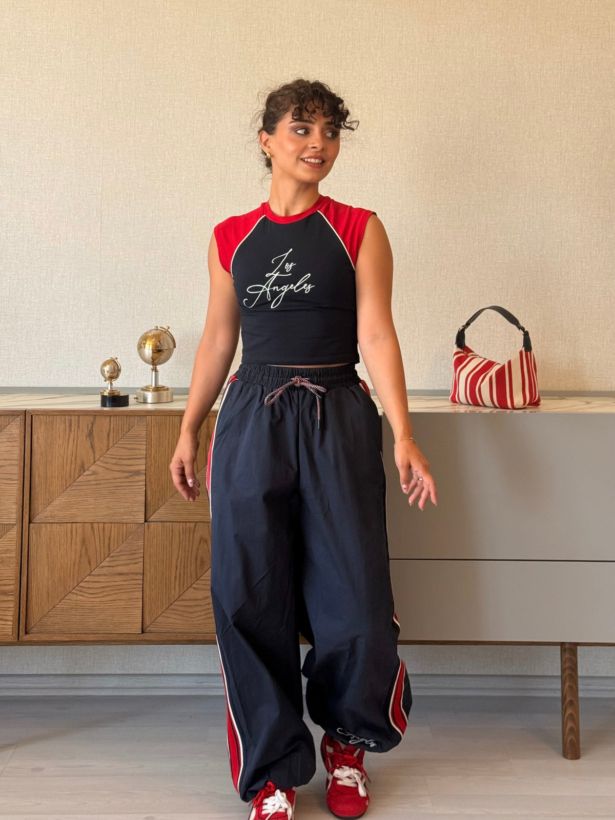 Nakış Crop T-shirt Pantolon Takım