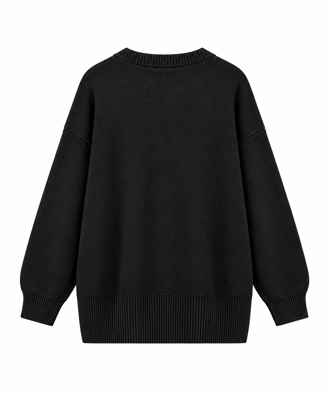 Ayıcık Desenli Oversize Kazak -Siyah