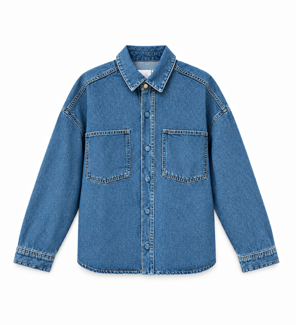 Çift Cepli Basic Denim Gömlek
