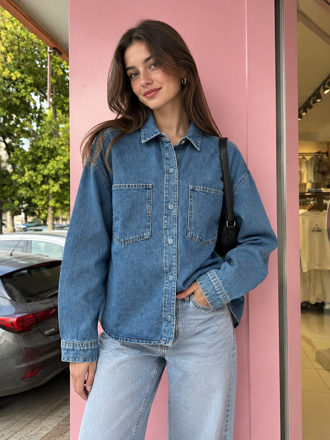 Çift Cepli Basic Denim Gömlek