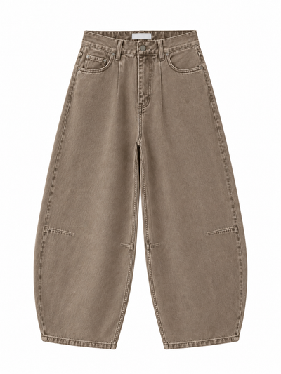 Yüksel Bel Barrel Fit jean Mocha
