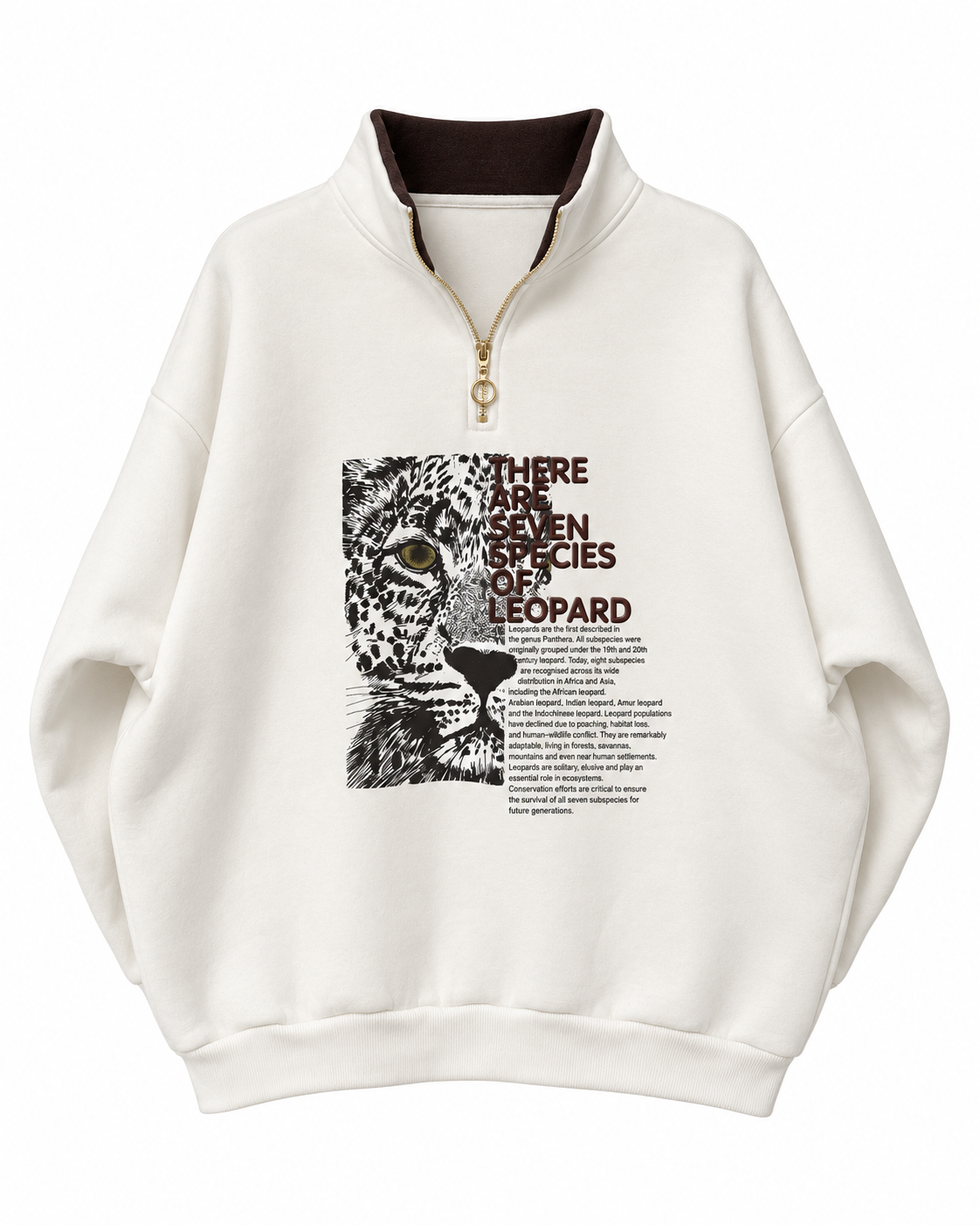 Yarasa Fermuarlı Leopar Sweatshirt
