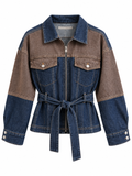 Denim Kahve Detaylı Ceket