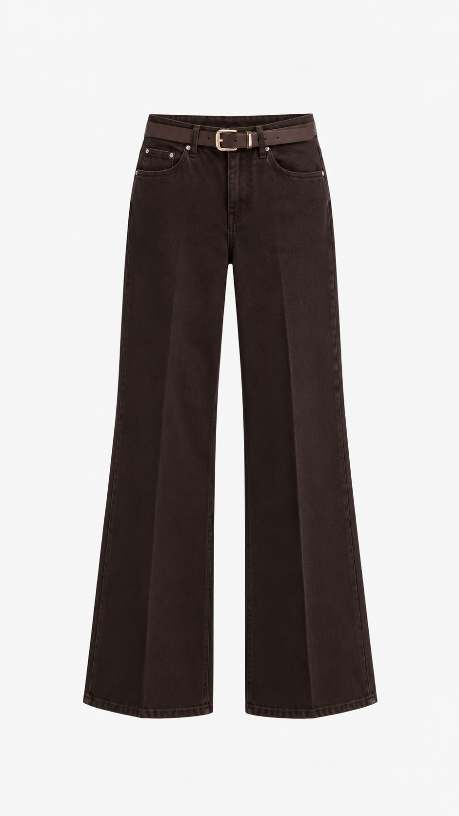 İspanyol Paça Denim Pantolon Kahve