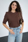 Rosa Vatkalı Tişört Kahverengi