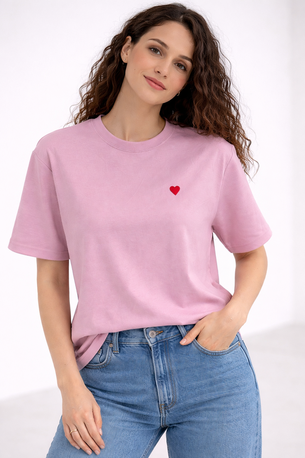 Mini Heart Tshirt Pudra