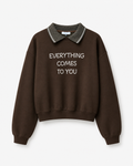 Yaka Detay Sweatshirt Kahve