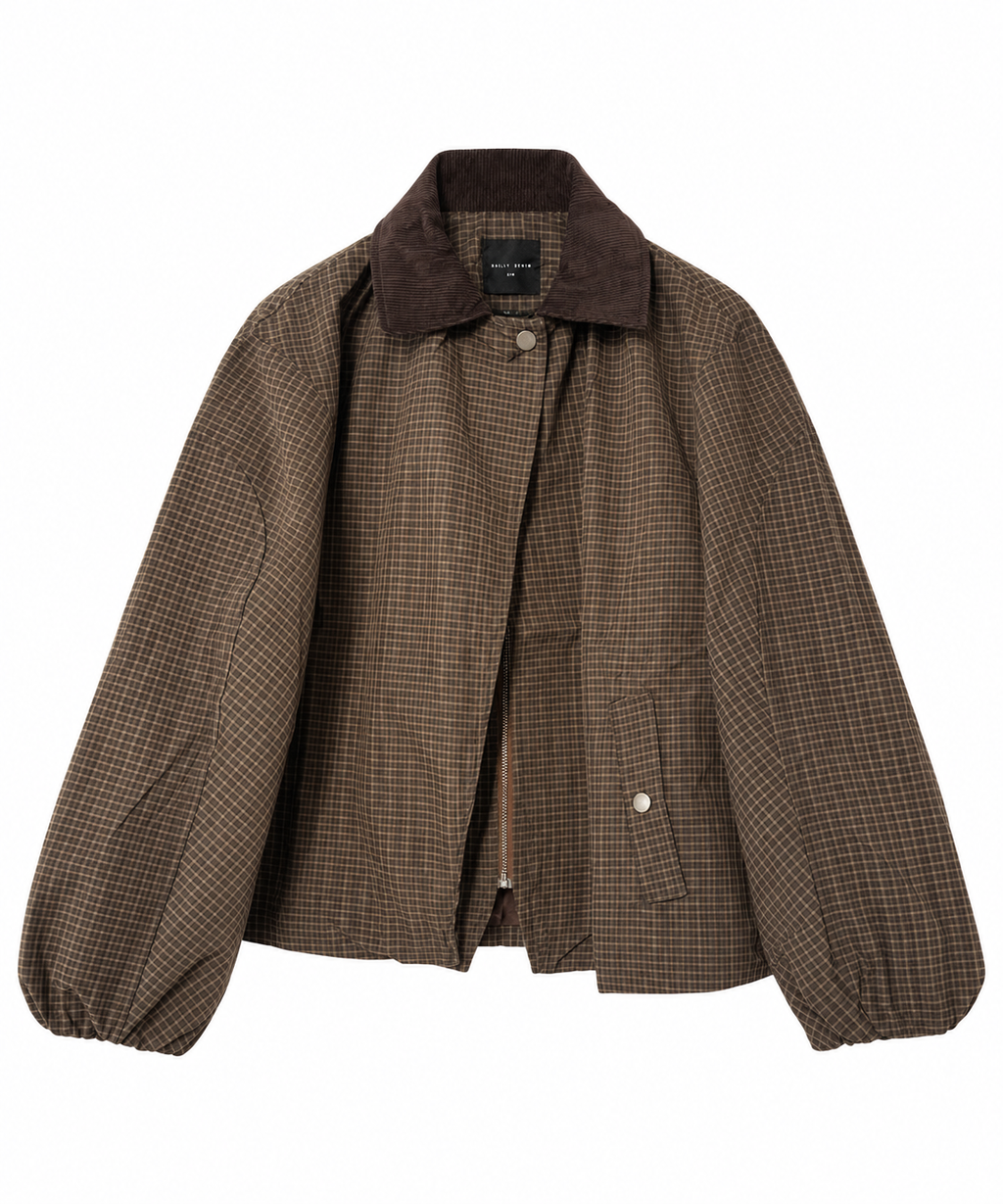 Kadife Yaka Ekose Bomber Mont