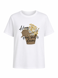 Quzu Baskı ve Çiçek Detaylı T-shirt