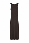 91652 Fitilli Midi Elbise-Koyu Kahve