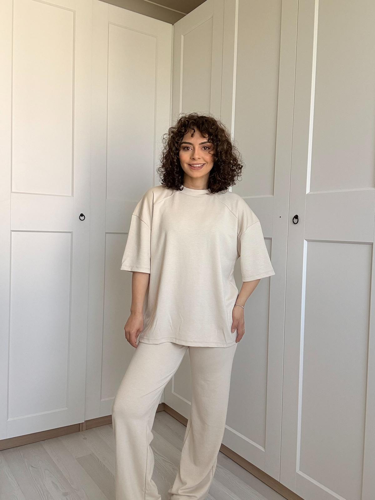 Ekru Oversize İkili Takım
