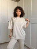 Ekru Oversize İkili Takım