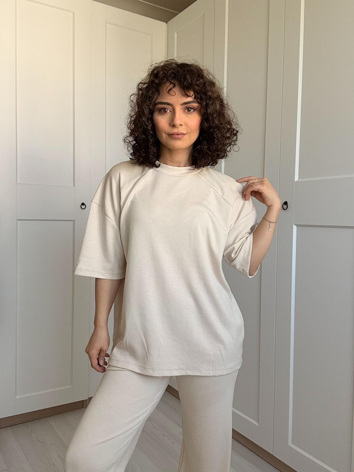 Ekru Oversize İkili Takım