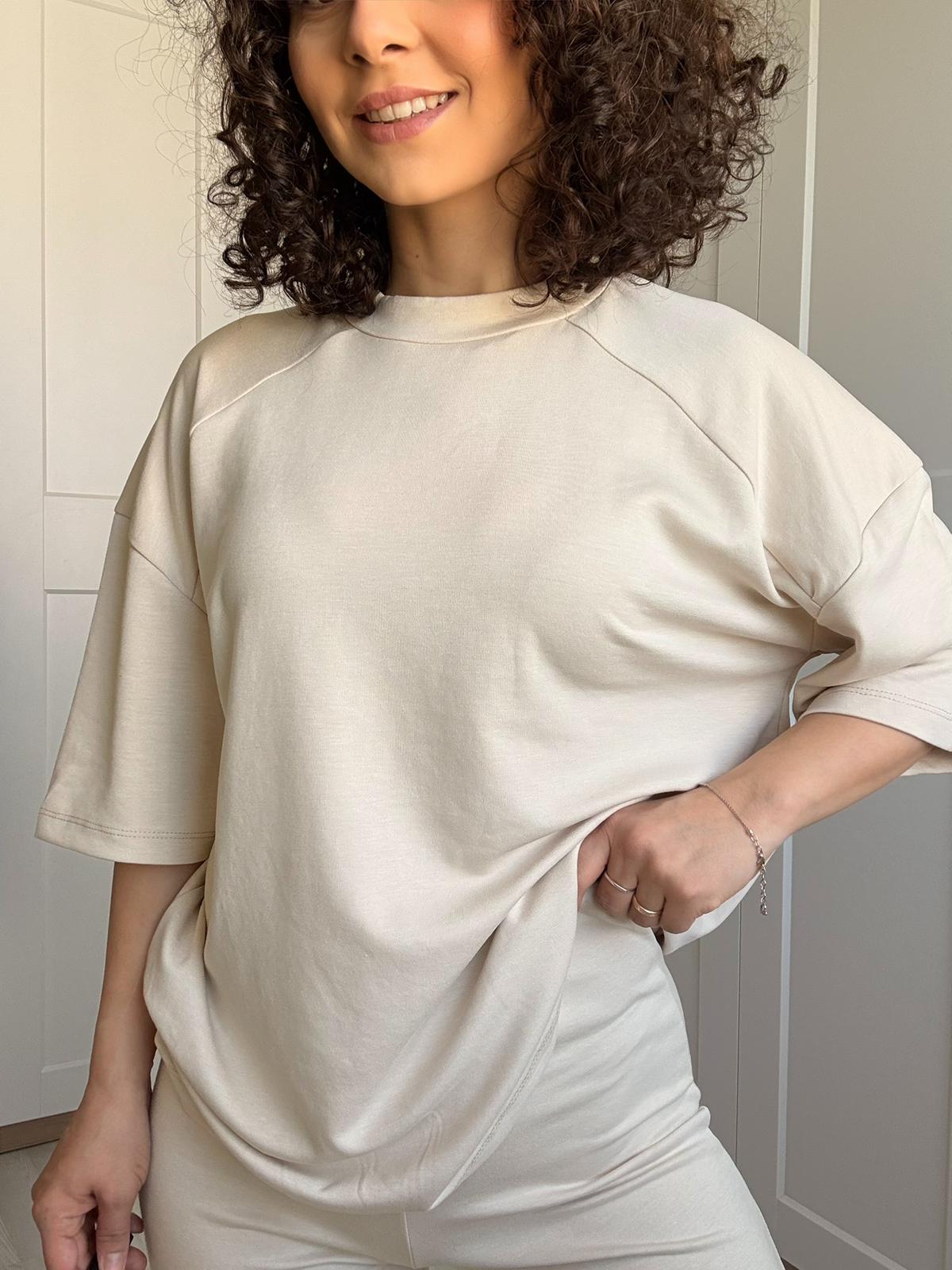 Ekru Oversize İkili Takım