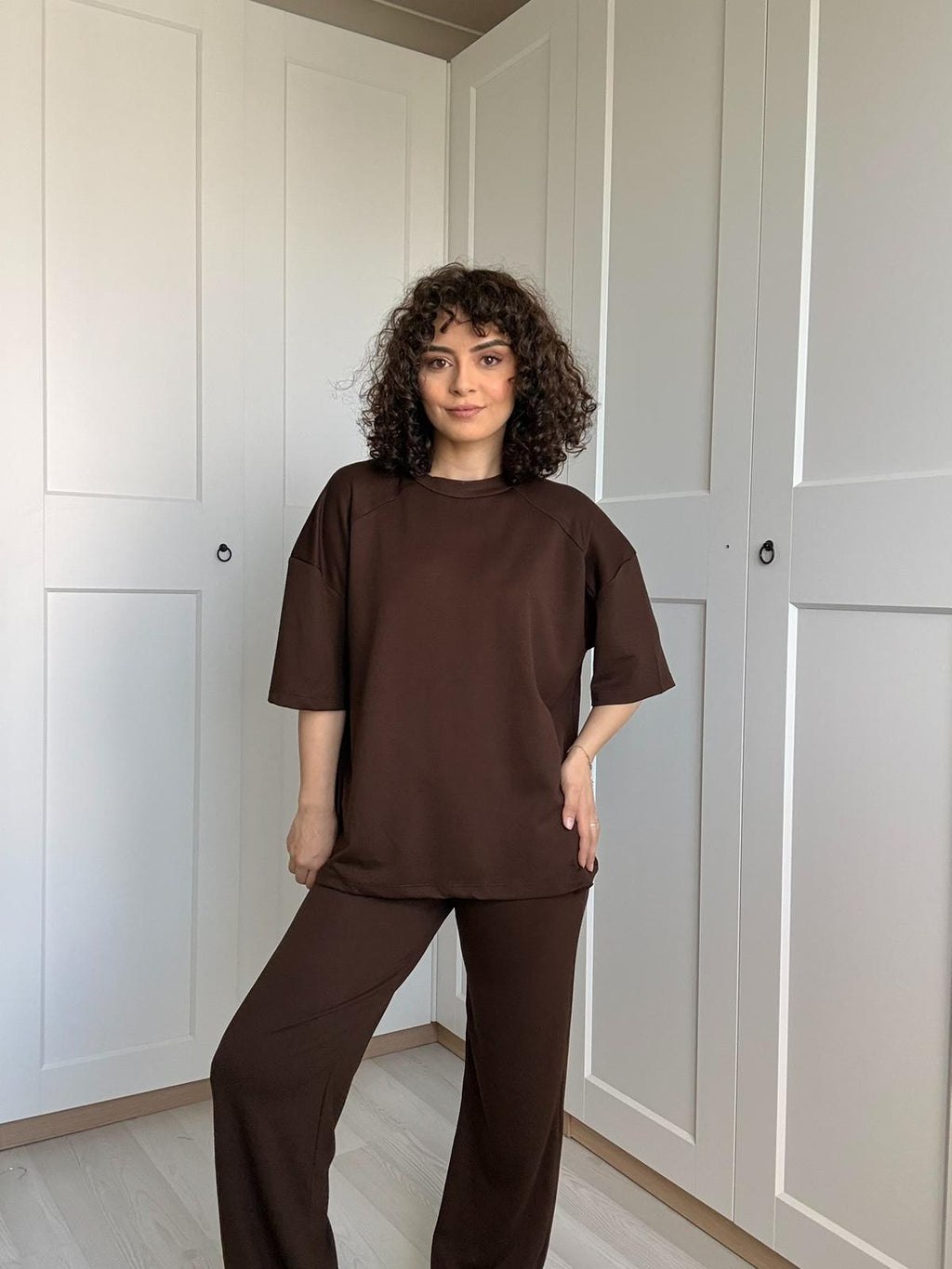 Kahverengi Oversize İkili Takım