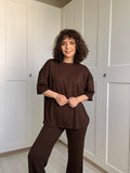 Kahverengi Oversize İkili Takım
