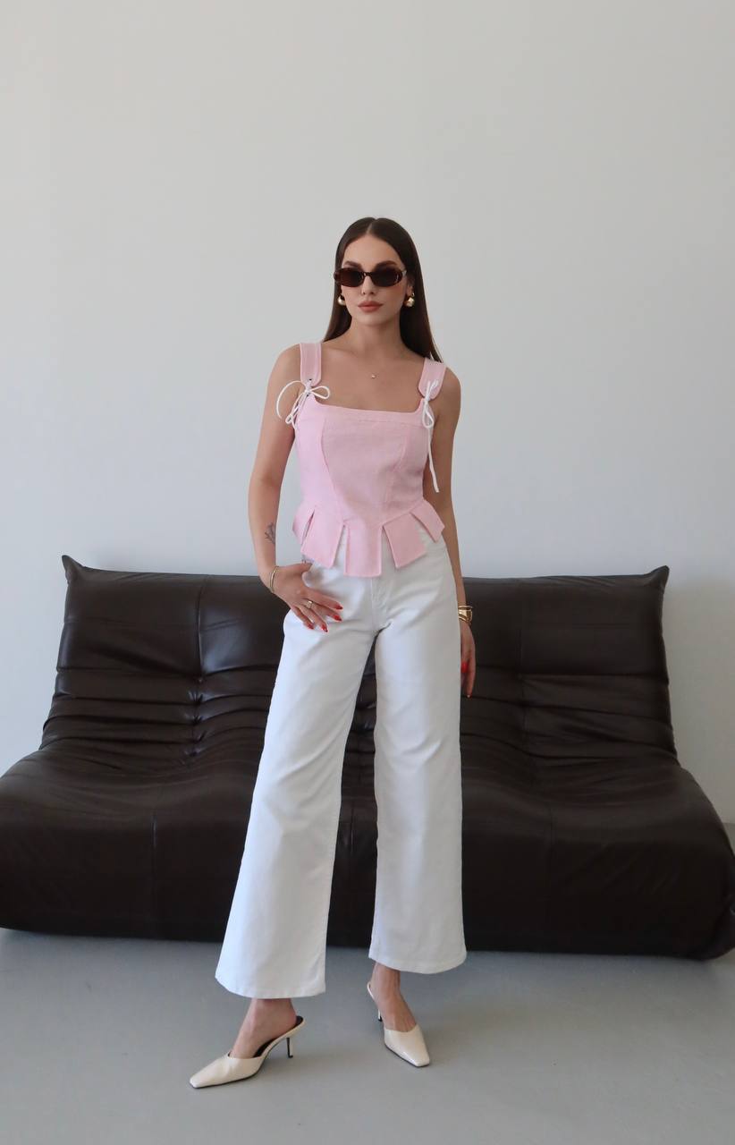 Pembe İp Detaylı Korse