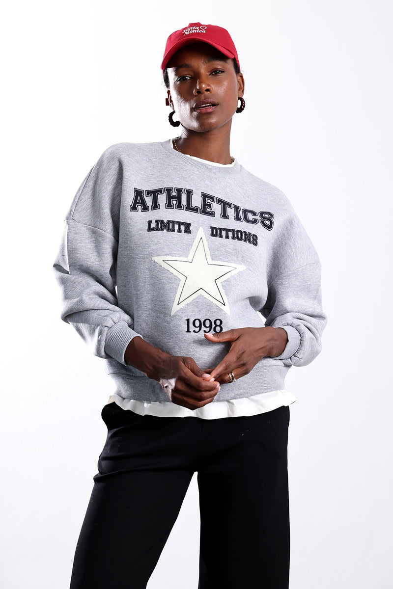 T-shirt Detaylı Sweatshirt - Gri