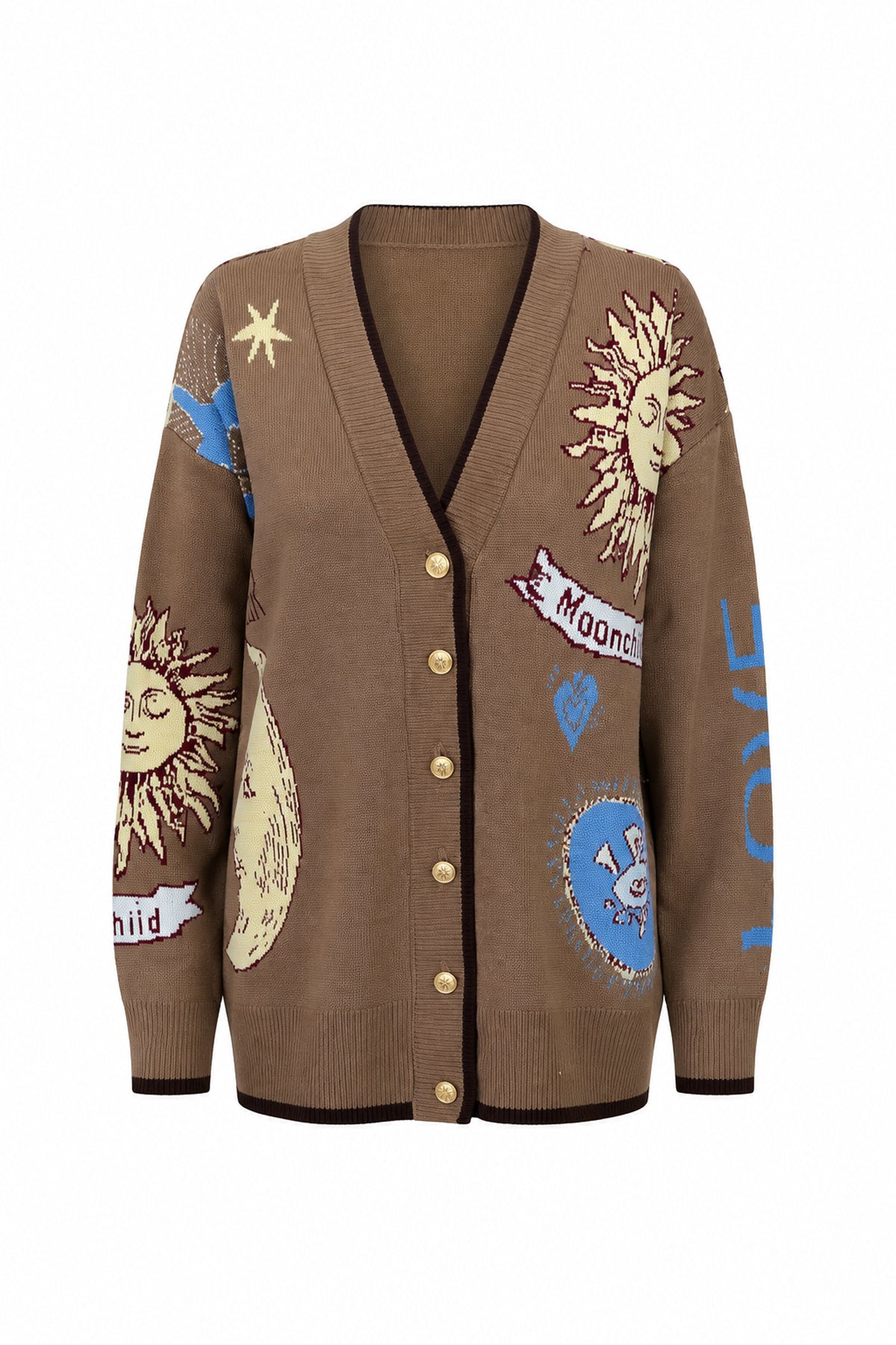 Güneş Desenli Oversize Hırka