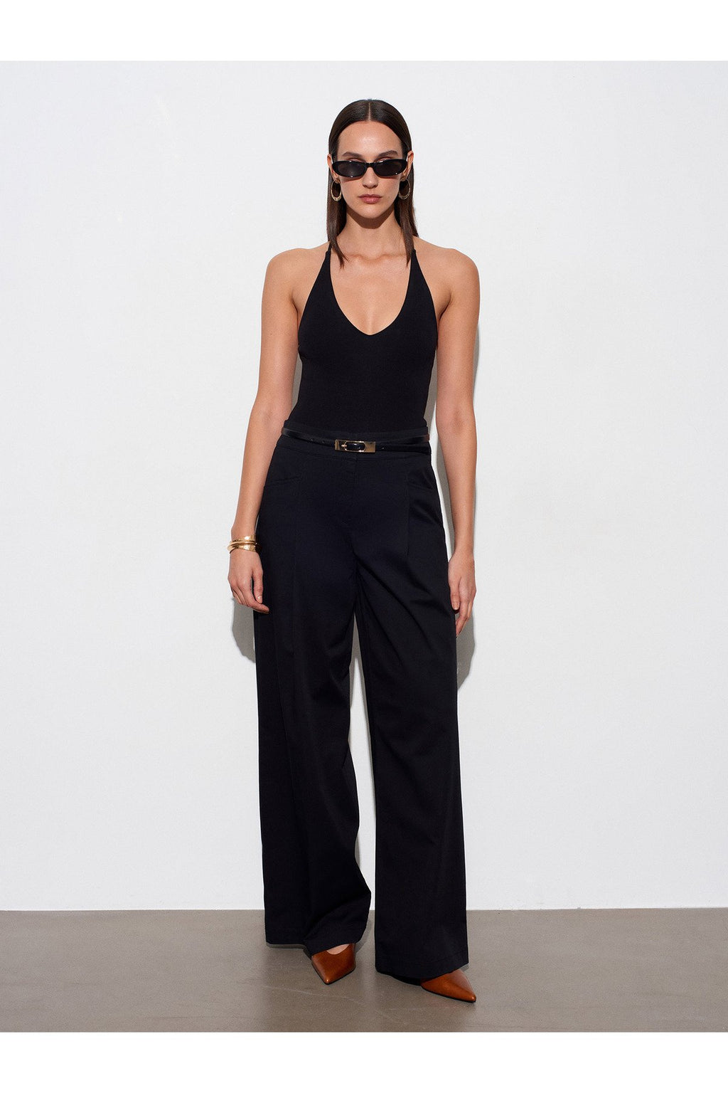 21175 Halter Yaka Bodysuit-Siyah