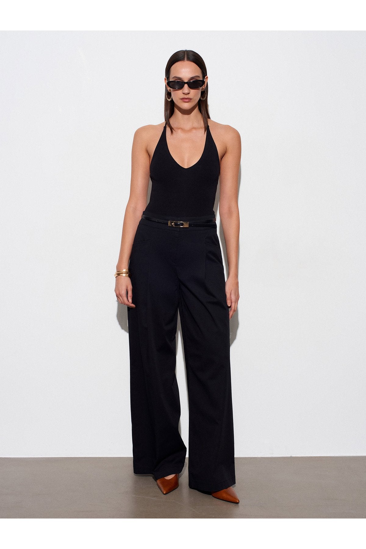 21175 Halter Yaka Bodysuit-Siyah