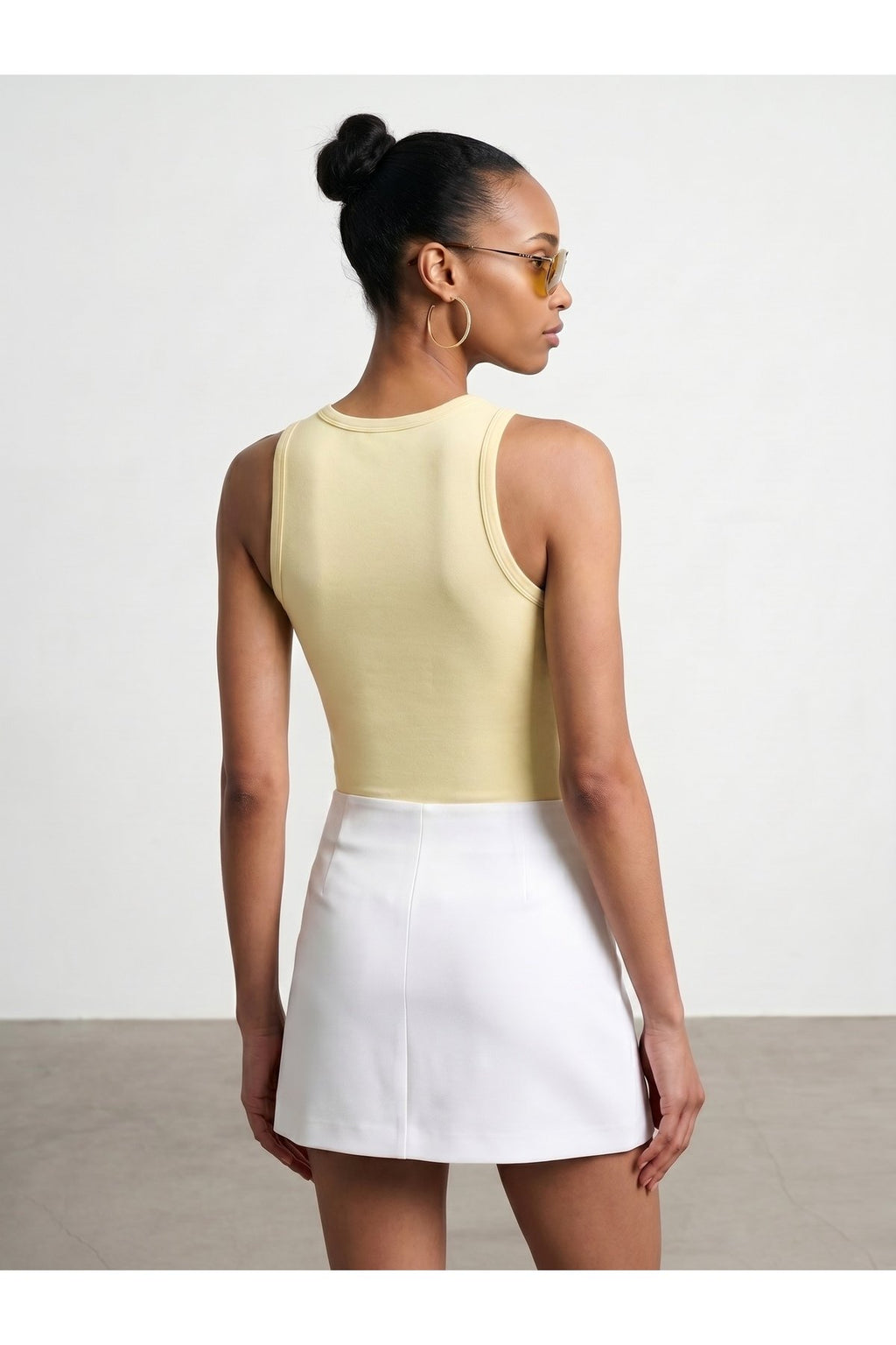 21259 Bisiklet Yaka Top-Açık Sarı
