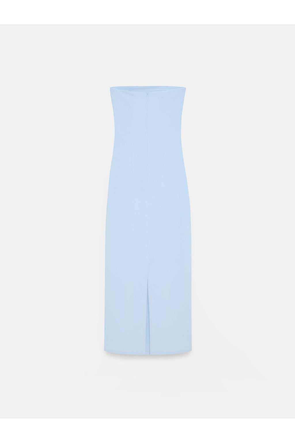 91368 Straplez Midi Elbise-Açık Mavi