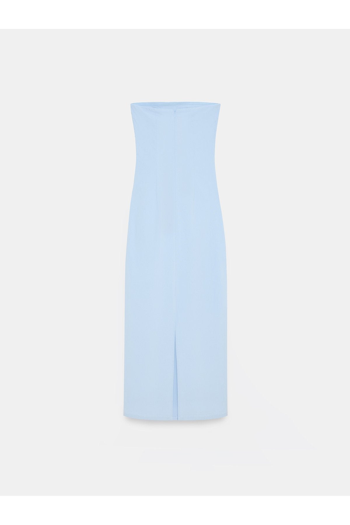 91368 Straplez Midi Elbise-Açık Mavi