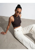 32941 Lyocell Crop Top-Koyu Kahve