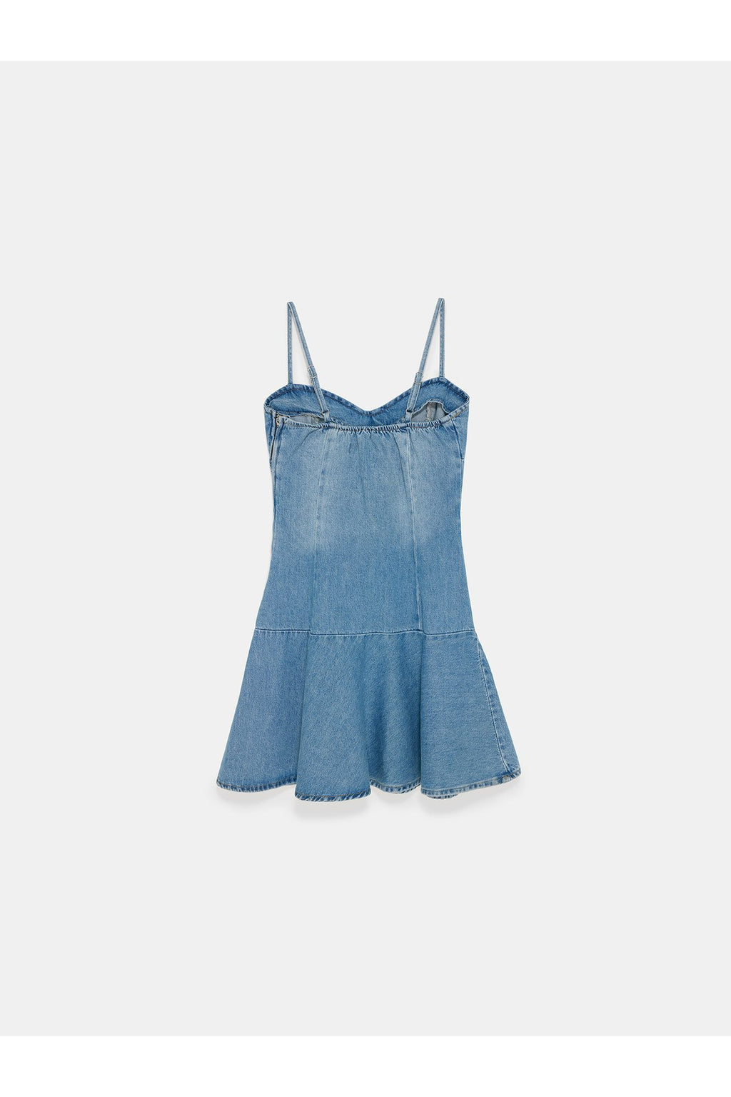 90582 %100 Pamuk Mini Denim Elbise-Mavi