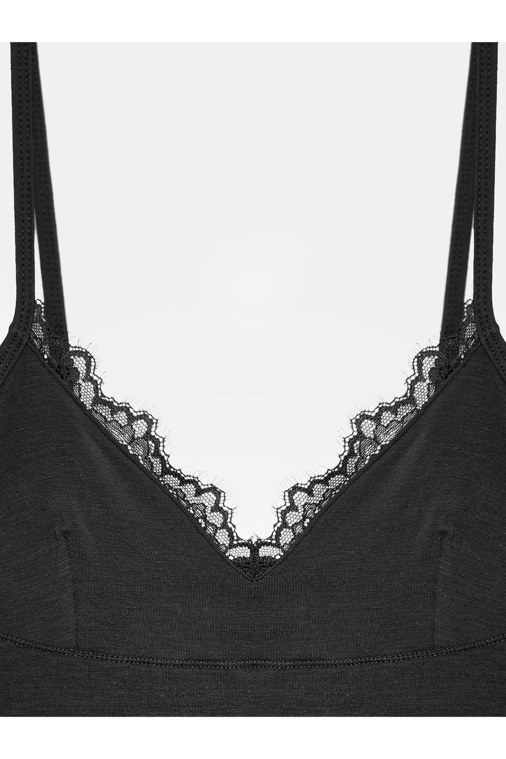 21191 Dantelli Top-Siyah