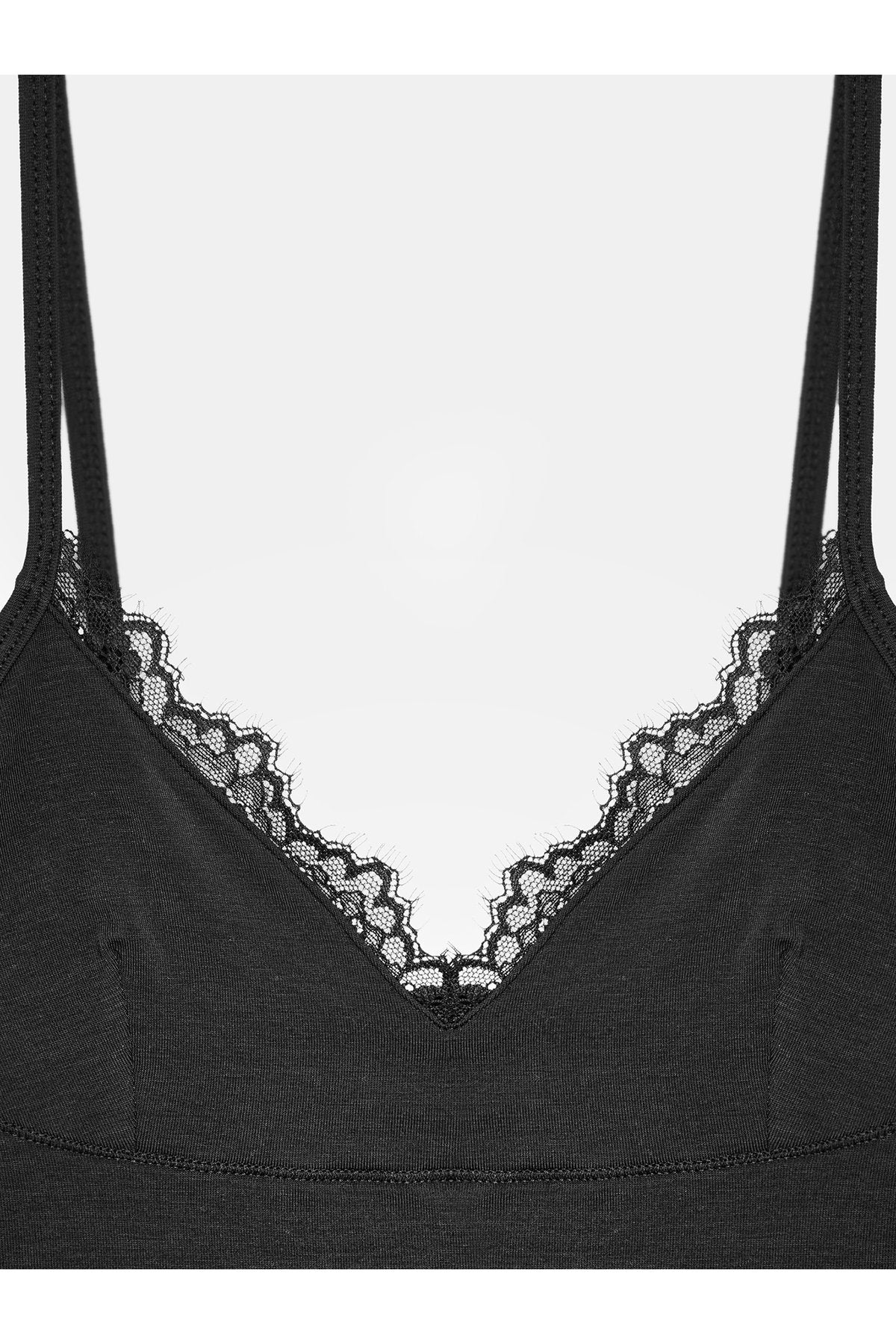 21191 Dantelli Top-Siyah