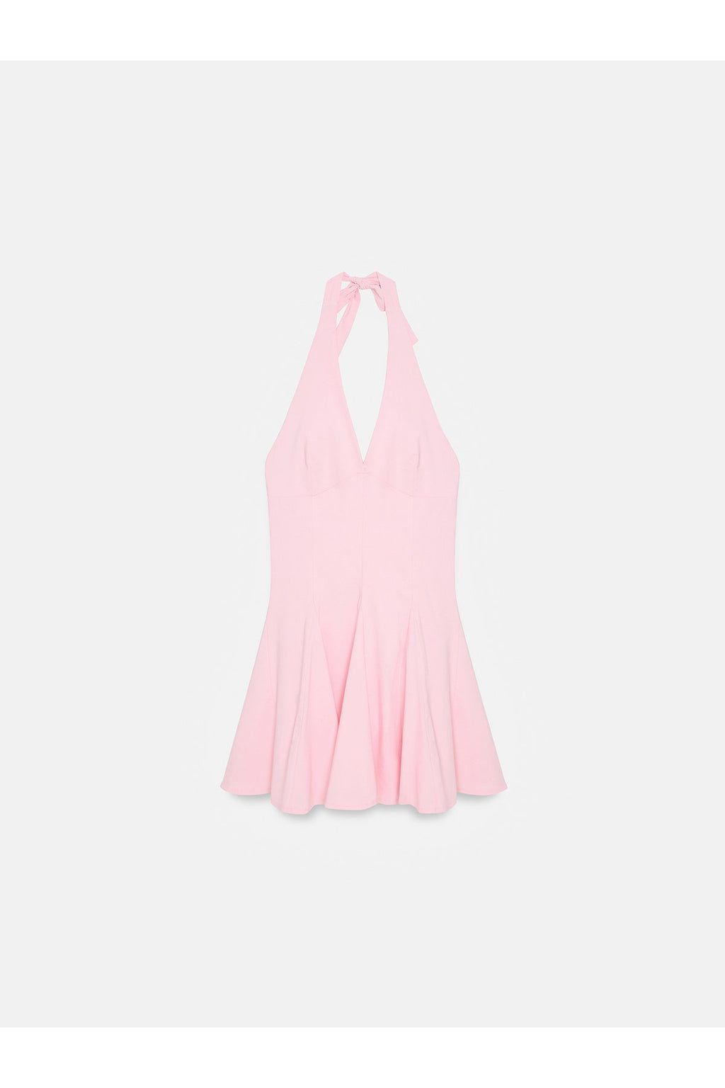 91633 Halter Yaka Mini Elbise-Toz Pembe