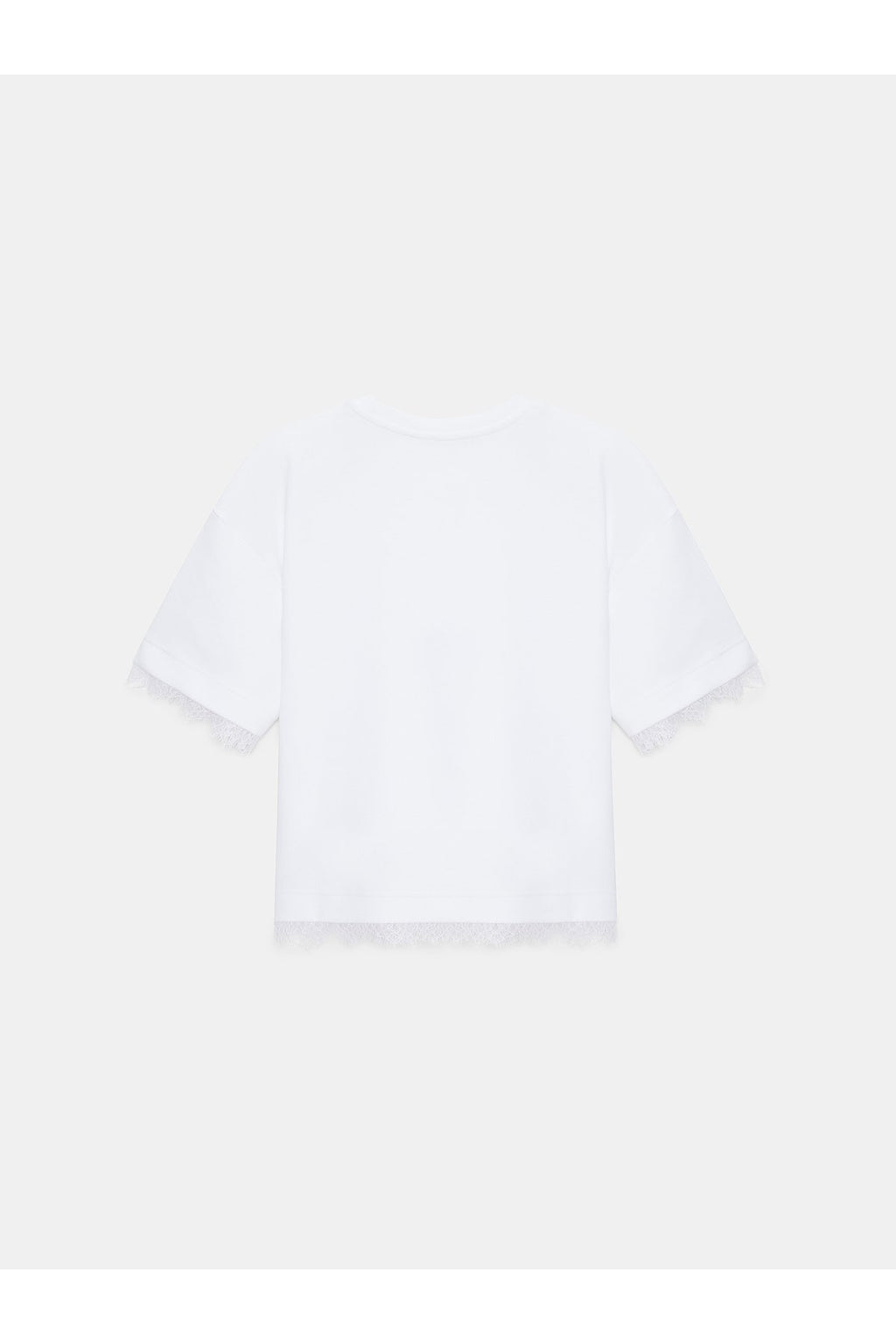 32826 Dantel Detaylı Kısa Kollu T-shirt-Beyaz