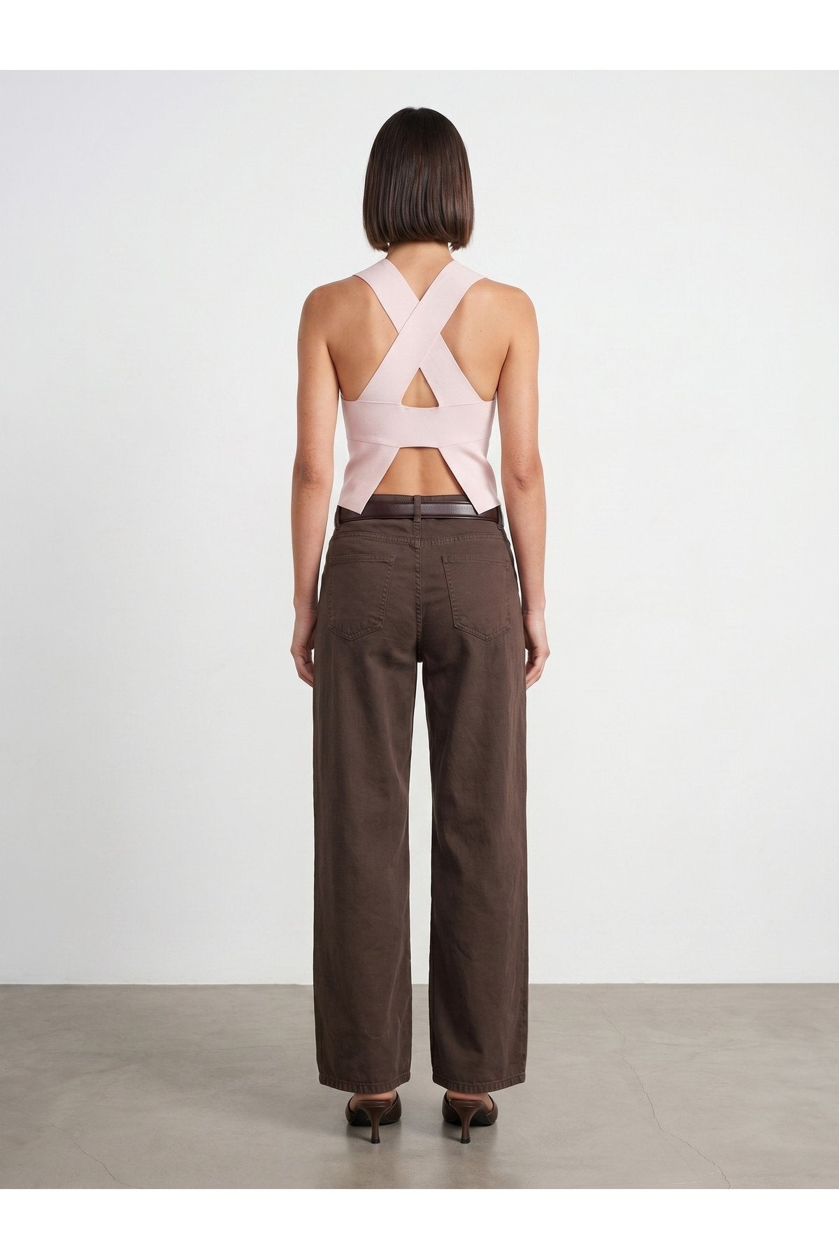 72323 Lyocell Karışımlı Wide Leg Jean-Kahve